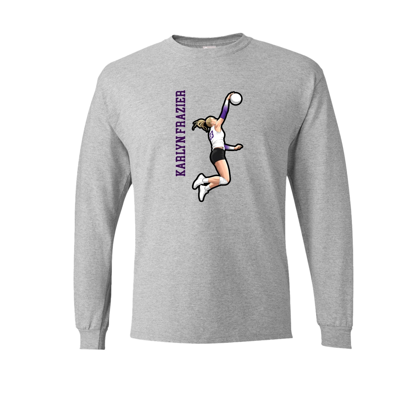 Long Sleeve Tee — Name Vertical in Grey
