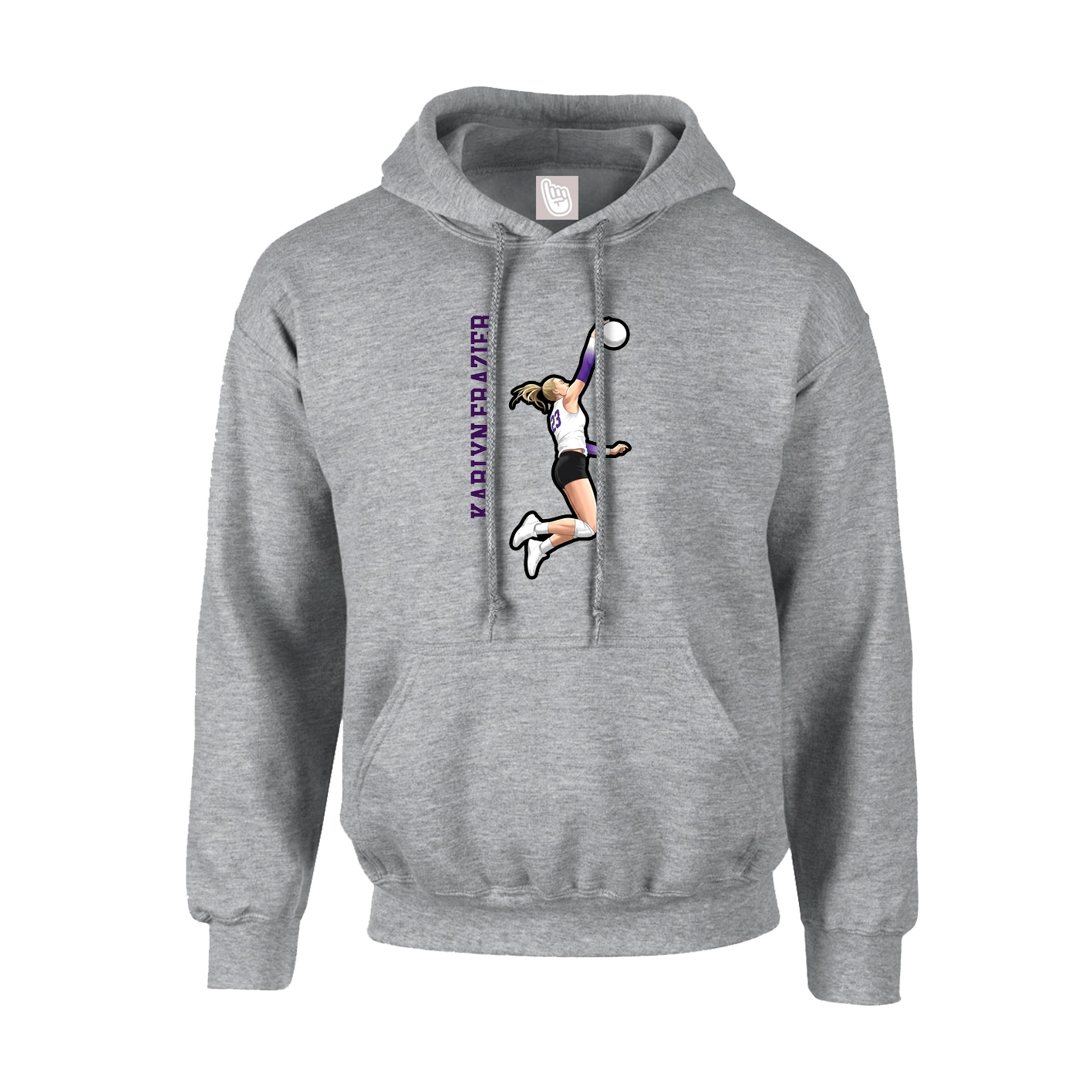 Youth Hoodie — Name Vertical in Grey