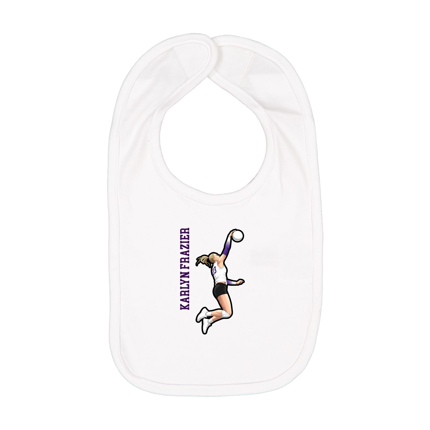 Infant Bib — Name Vertical in White
