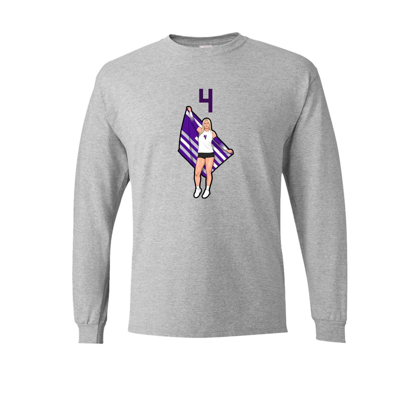 Long Sleeve Tee — Number Top in Grey