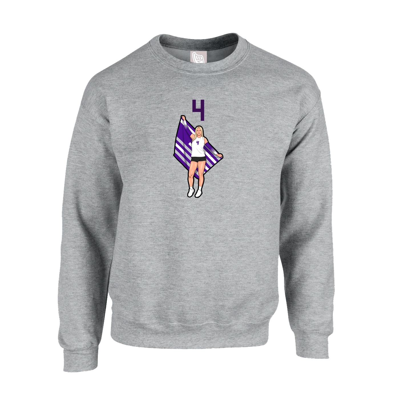 Fleece Crew — Number Top in Grey