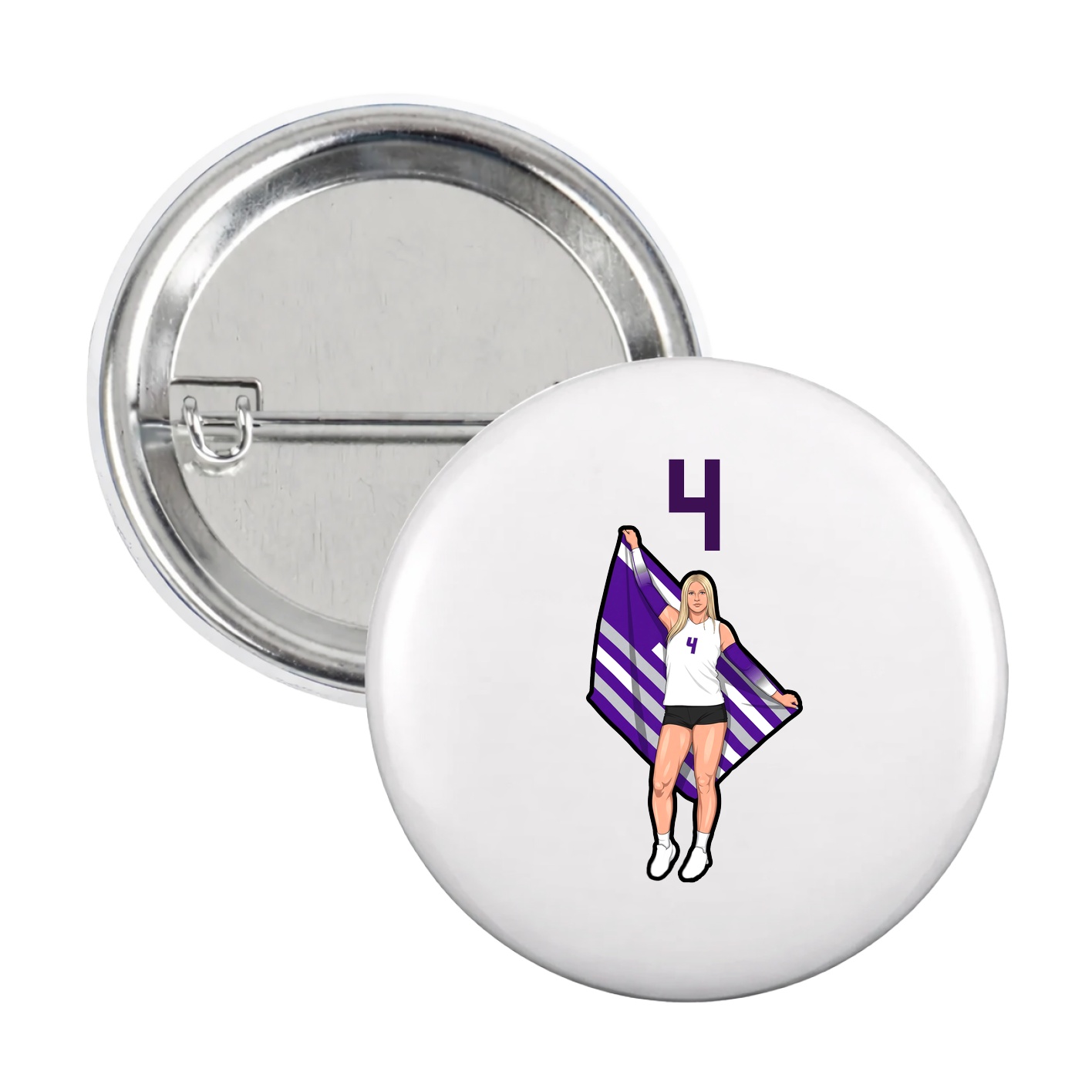 Game Day Button — Number Top in White