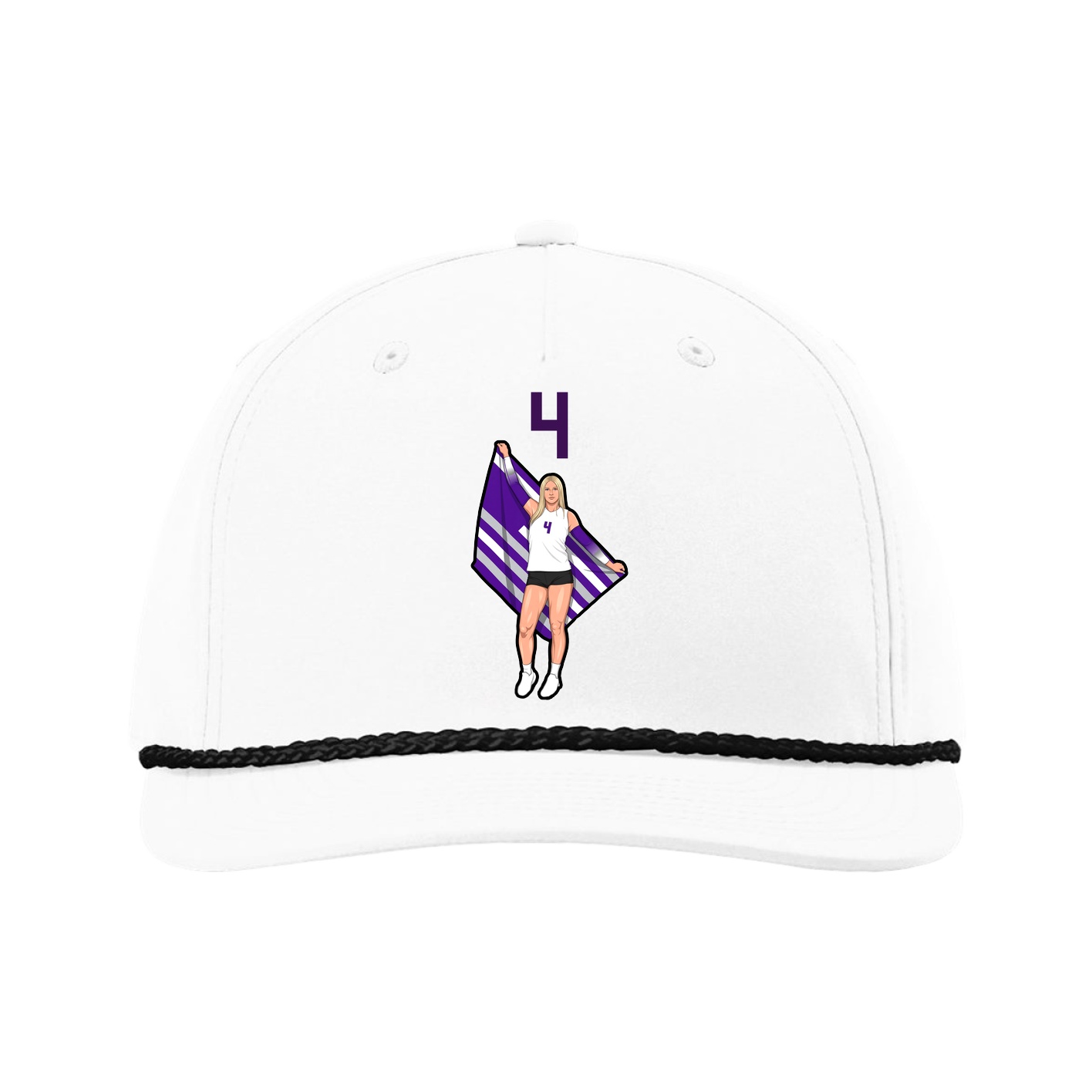 Five-Panel Classic Rope Cap — Number Top in White