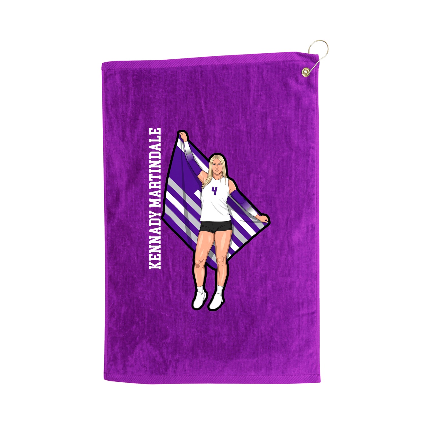 Golf Towel — Name Vertical in Purple