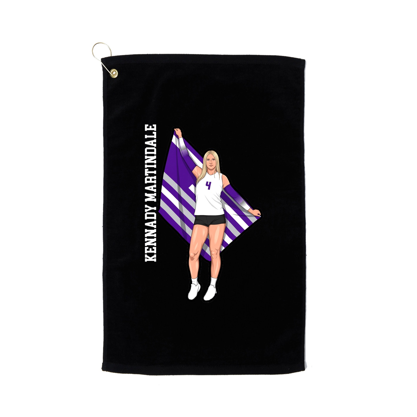 Golf Towel — Name Vertical in Black
