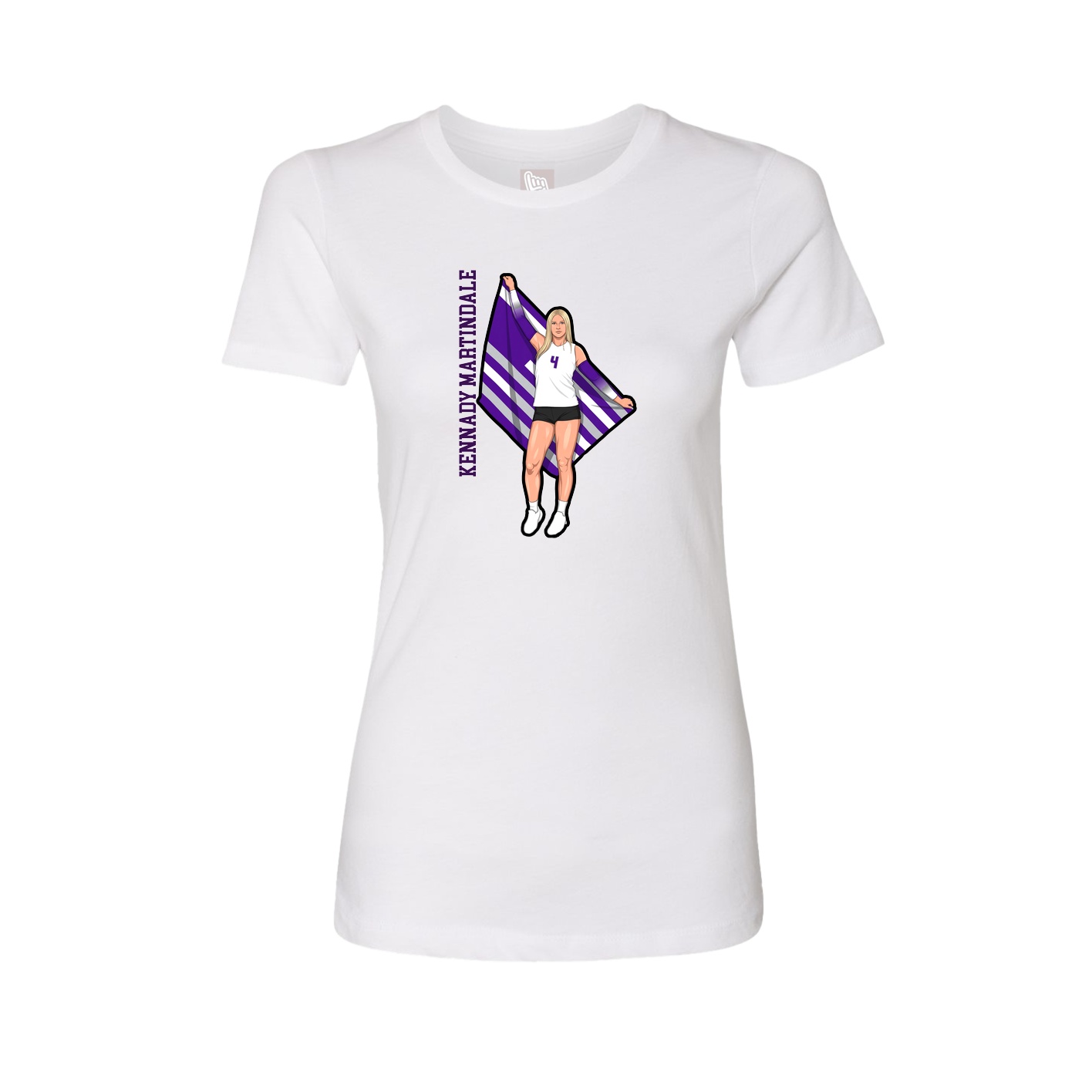 Womens Tee — Name Vertical in White