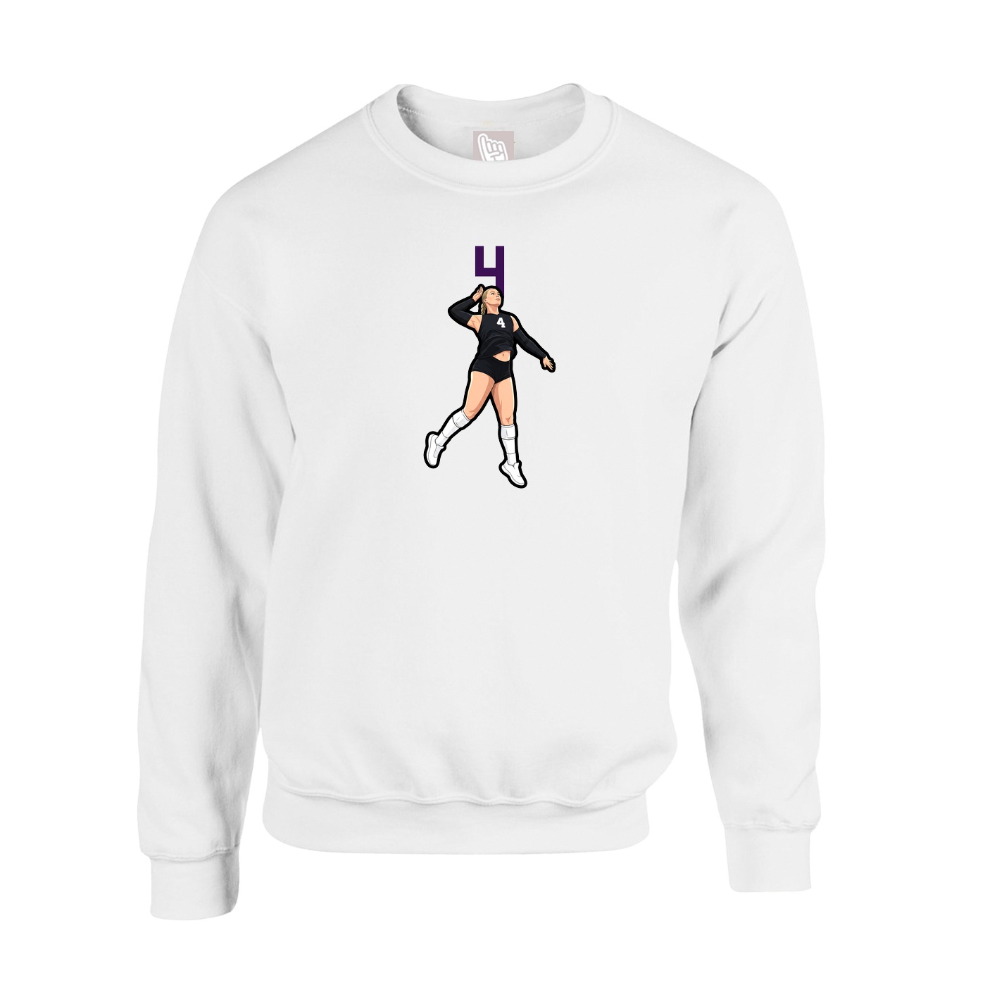 Fleece Crew — Number Top in White