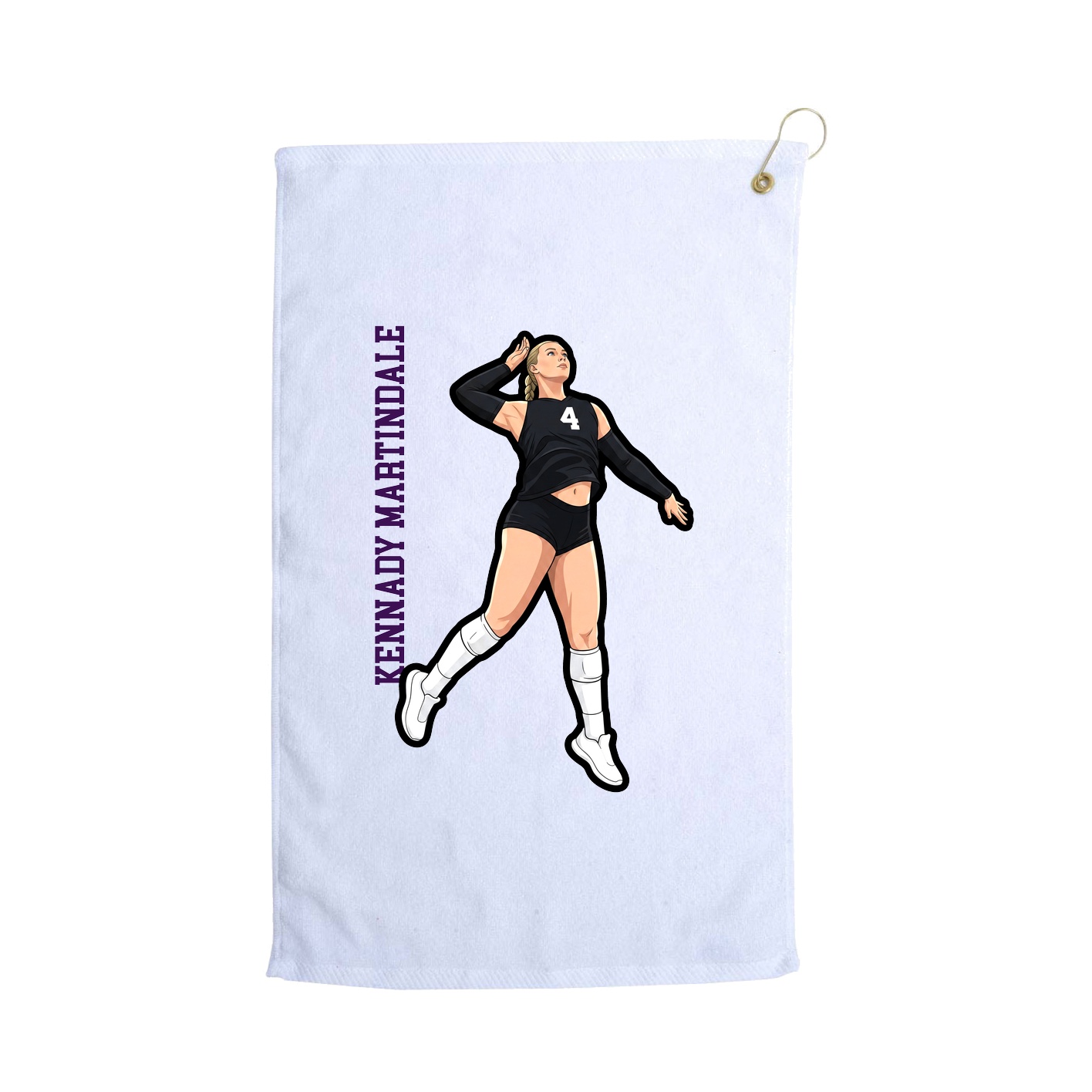 Golf Towel — Name Vertical in White