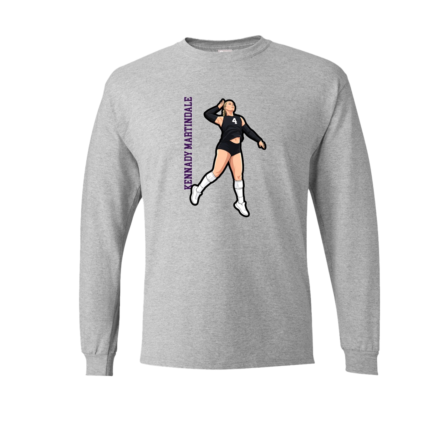 Long Sleeve Tee — Name Vertical in Grey