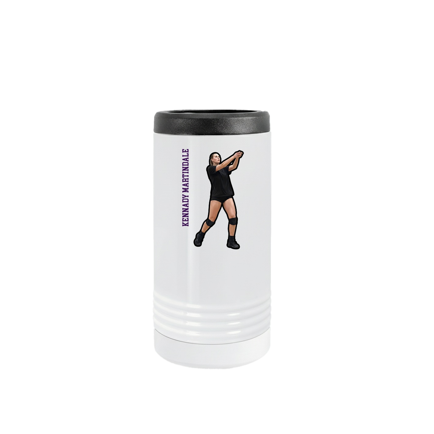 Slim Beverage Holder — Name Vertical in White