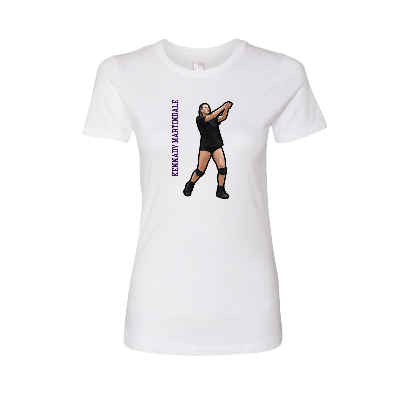 Womens Tee — Name Vertical in White