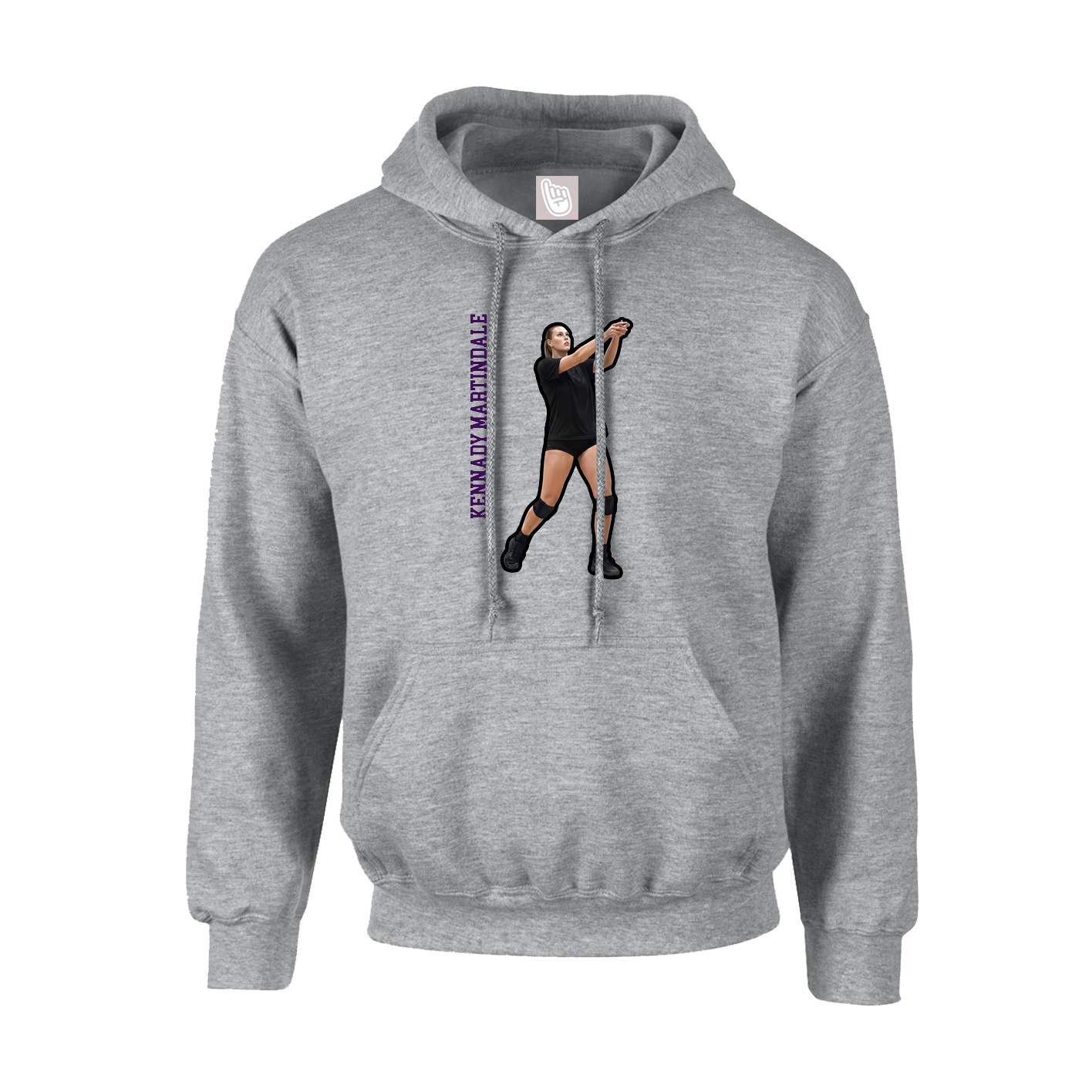 Hoodie — Name Vertical in Grey