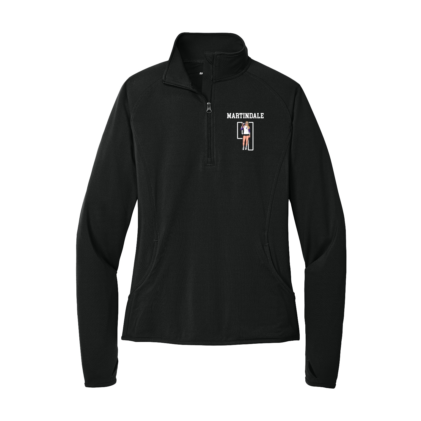 Women's Q-Zip Pullover — Shirsey in Black