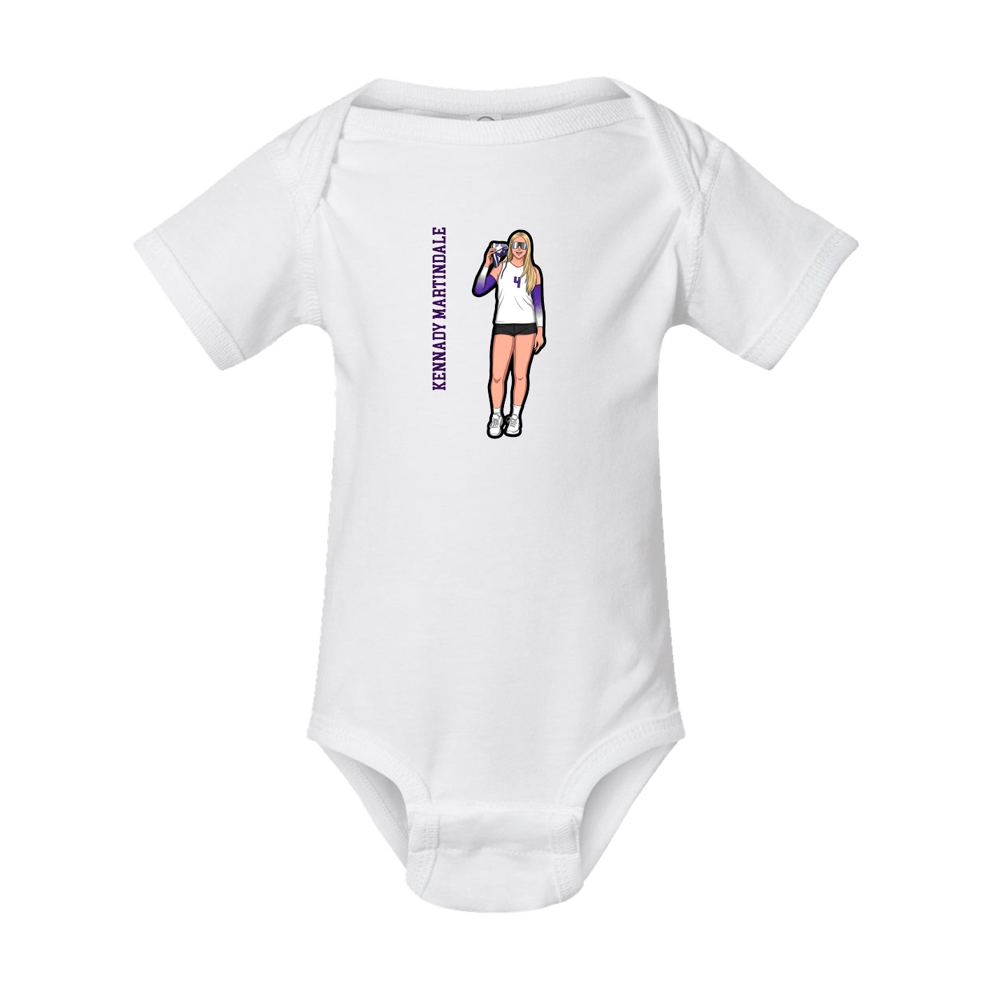 Baby Onesie — Name Vertical in White