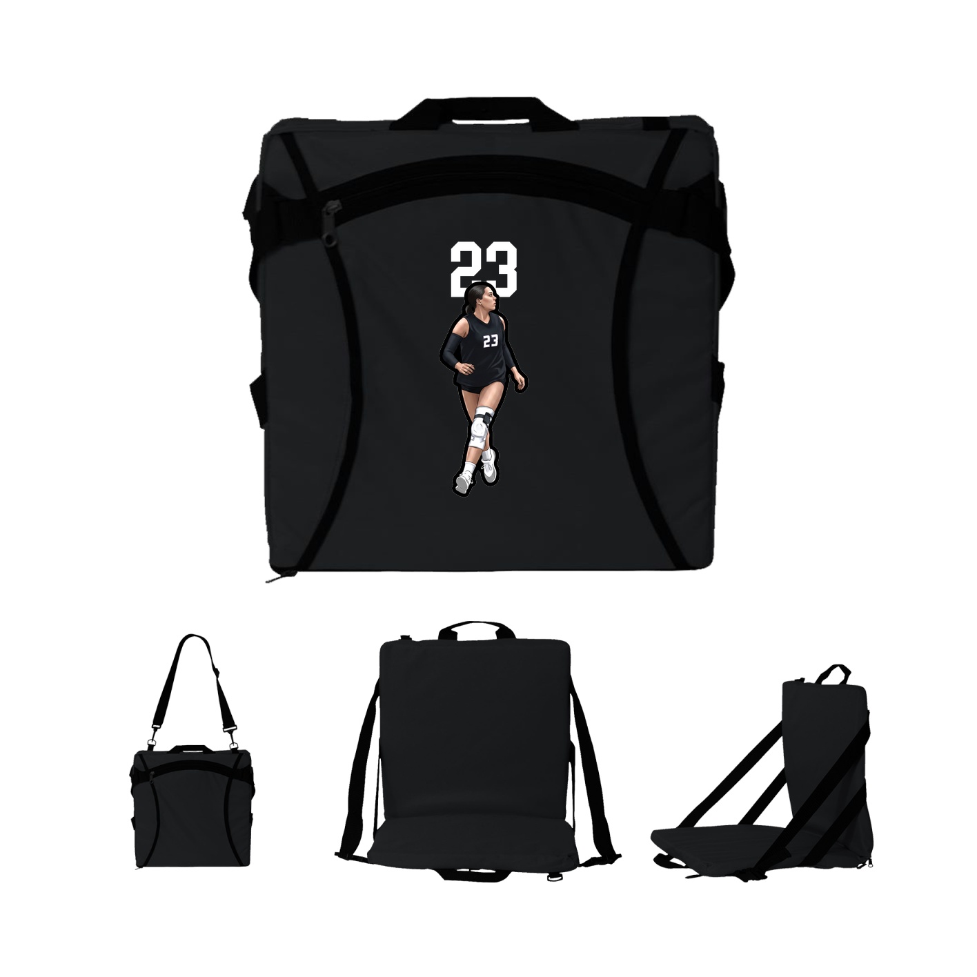 Folding Stadium Seat — Number Top in Black