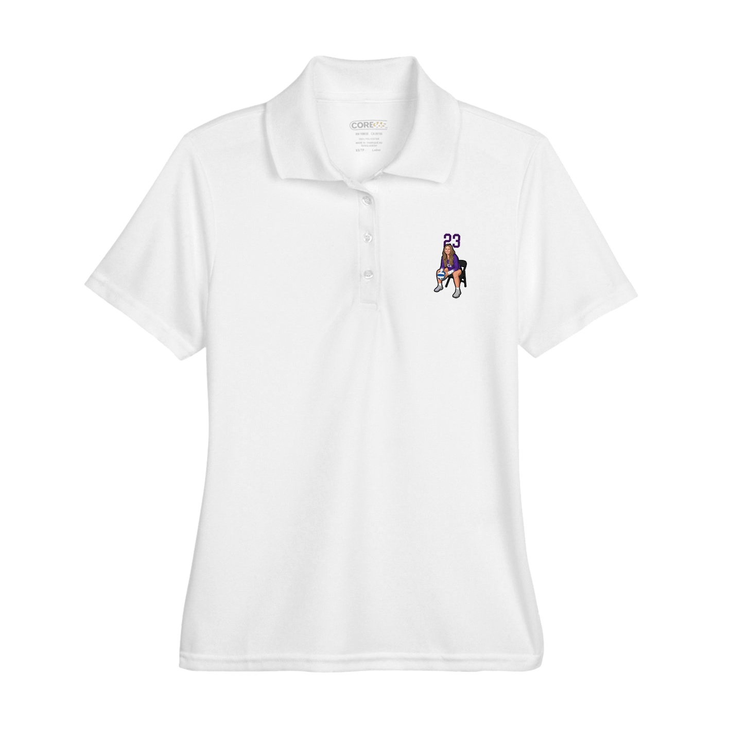 Womens Performance Polo — Number Top in White
