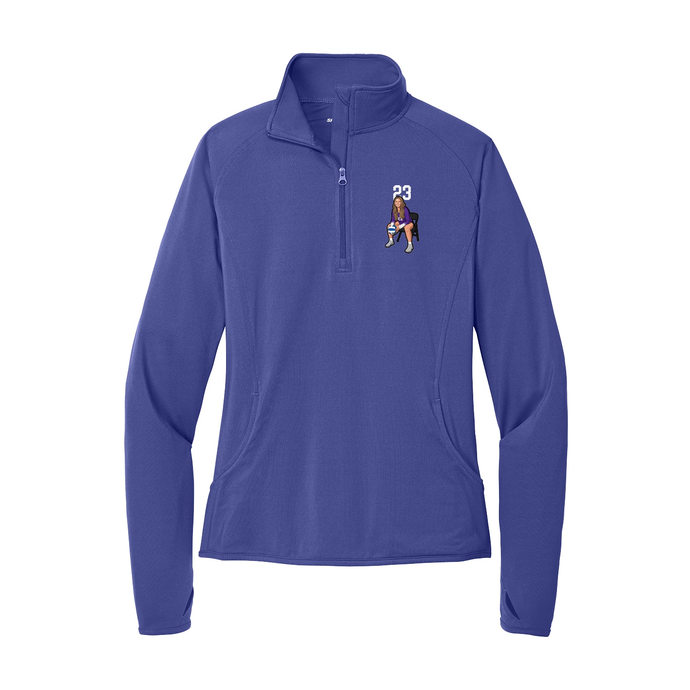 Women's Q-Zip Pullover — Number Top in Purple