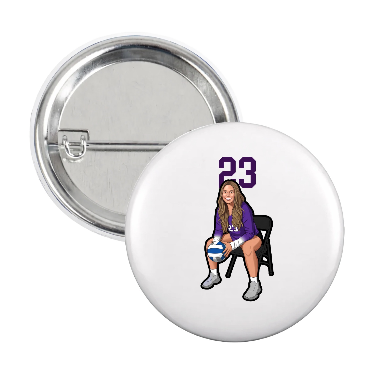 Game Day Button — Number Top in White