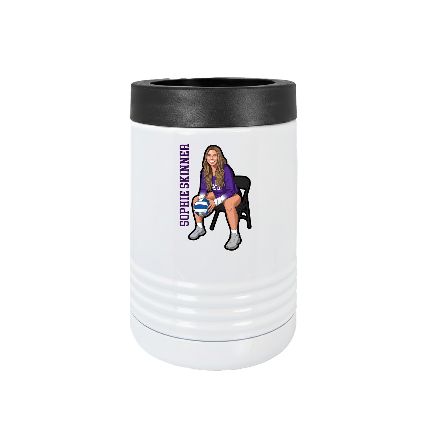 Beverage Holder — Name Vertical in White