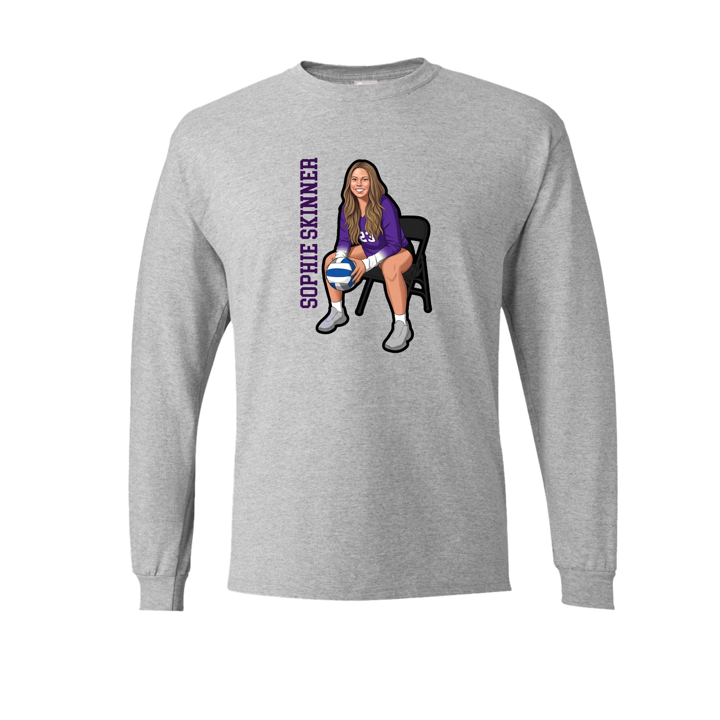 Long Sleeve Tee — Name Vertical in Grey