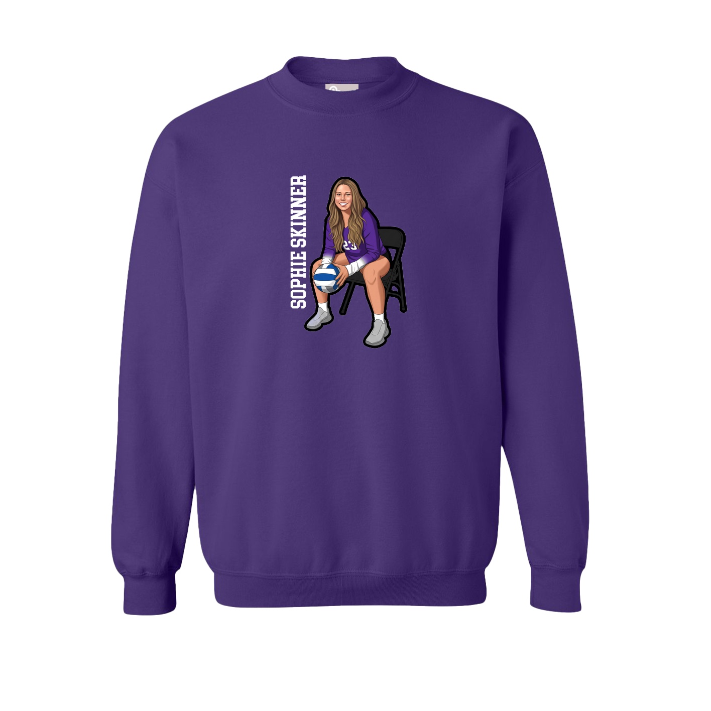 Fleece Crew — Name Vertical in Purple