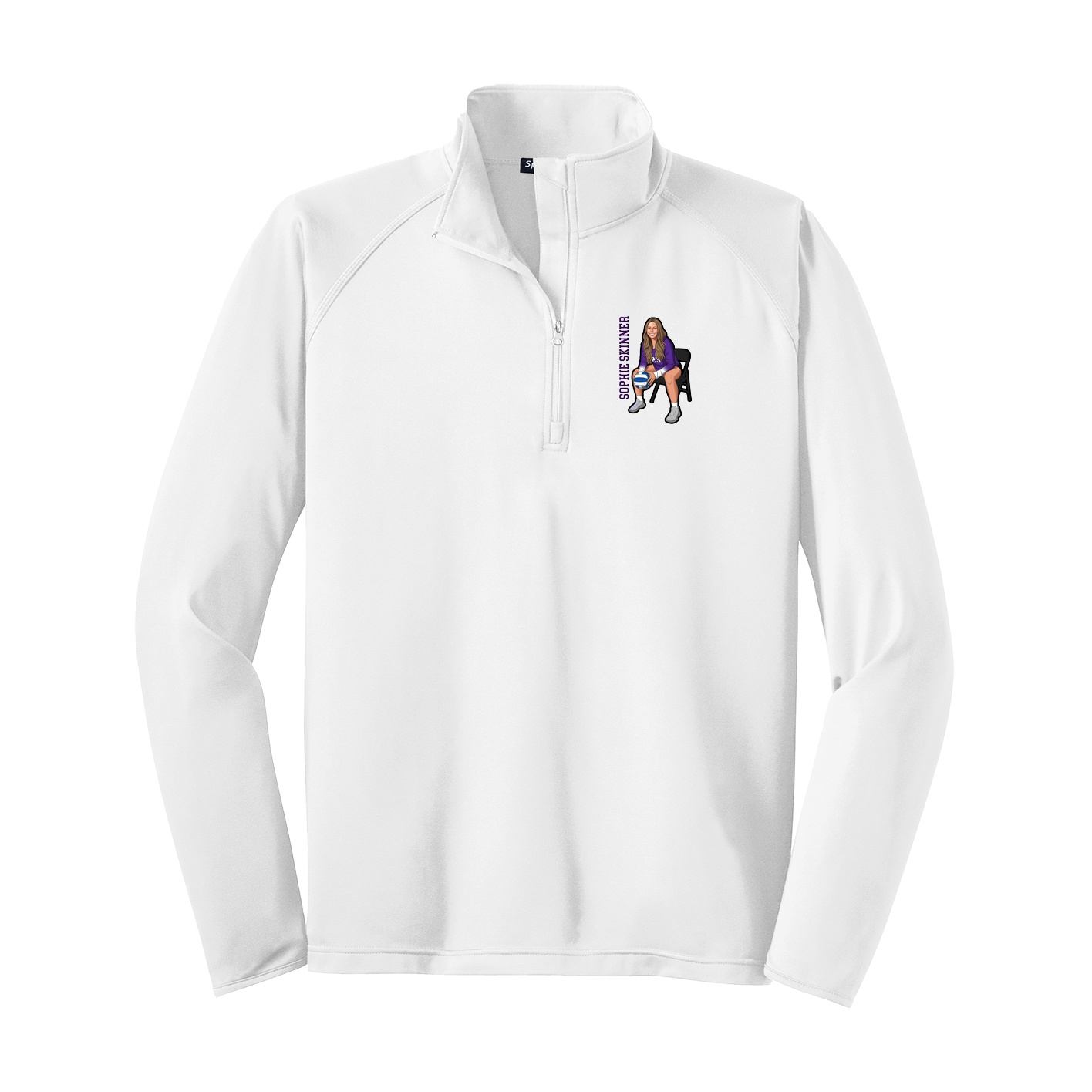 Q-Zip Pullover — Name Vertical in White