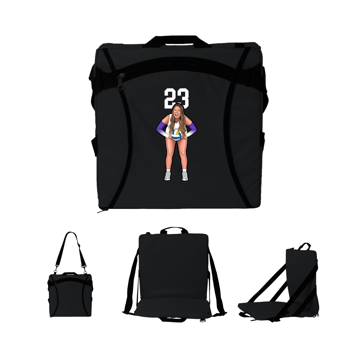 Folding Stadium Seat — Number Top in Black