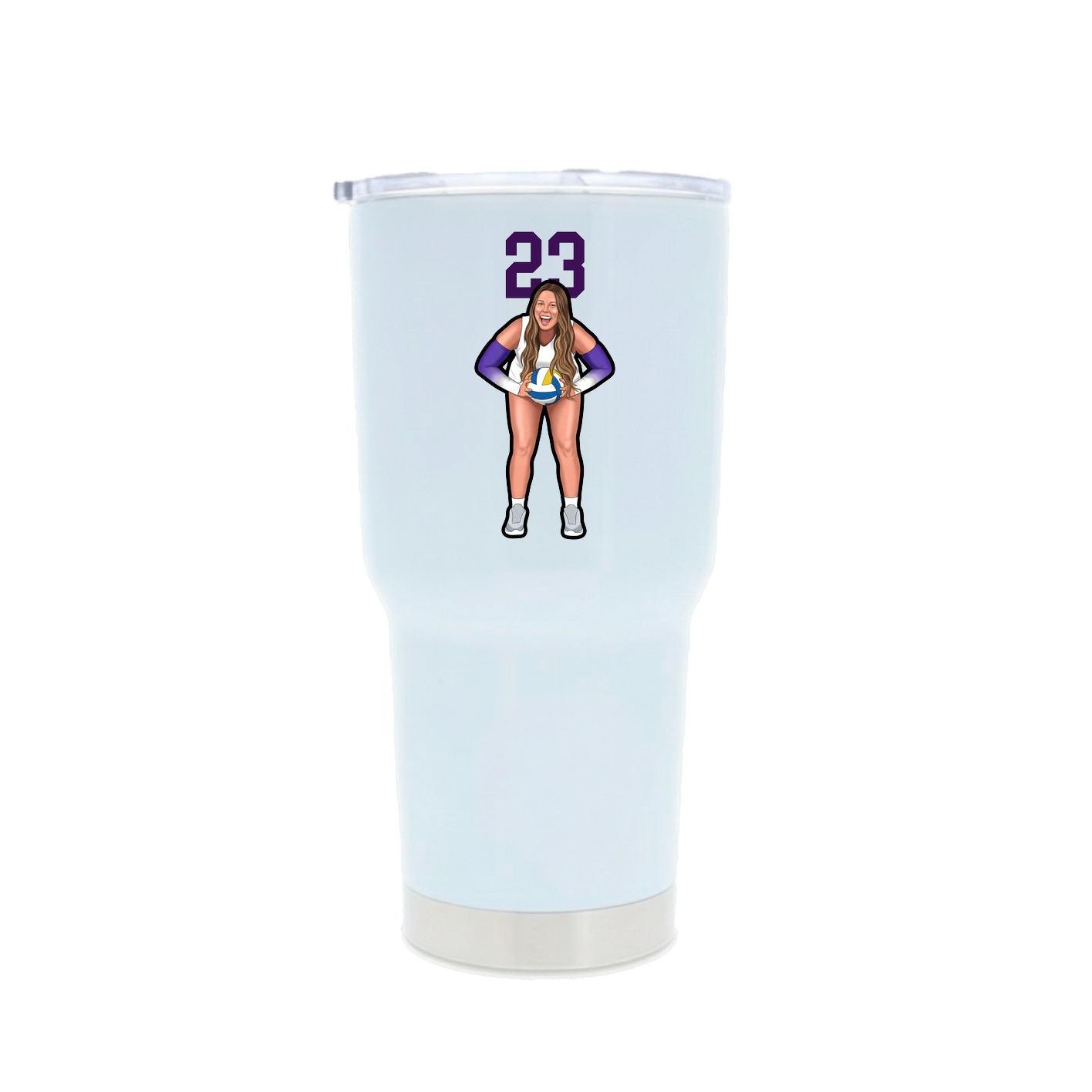 30oz Stainless Steel Tumbler — Number Top in White