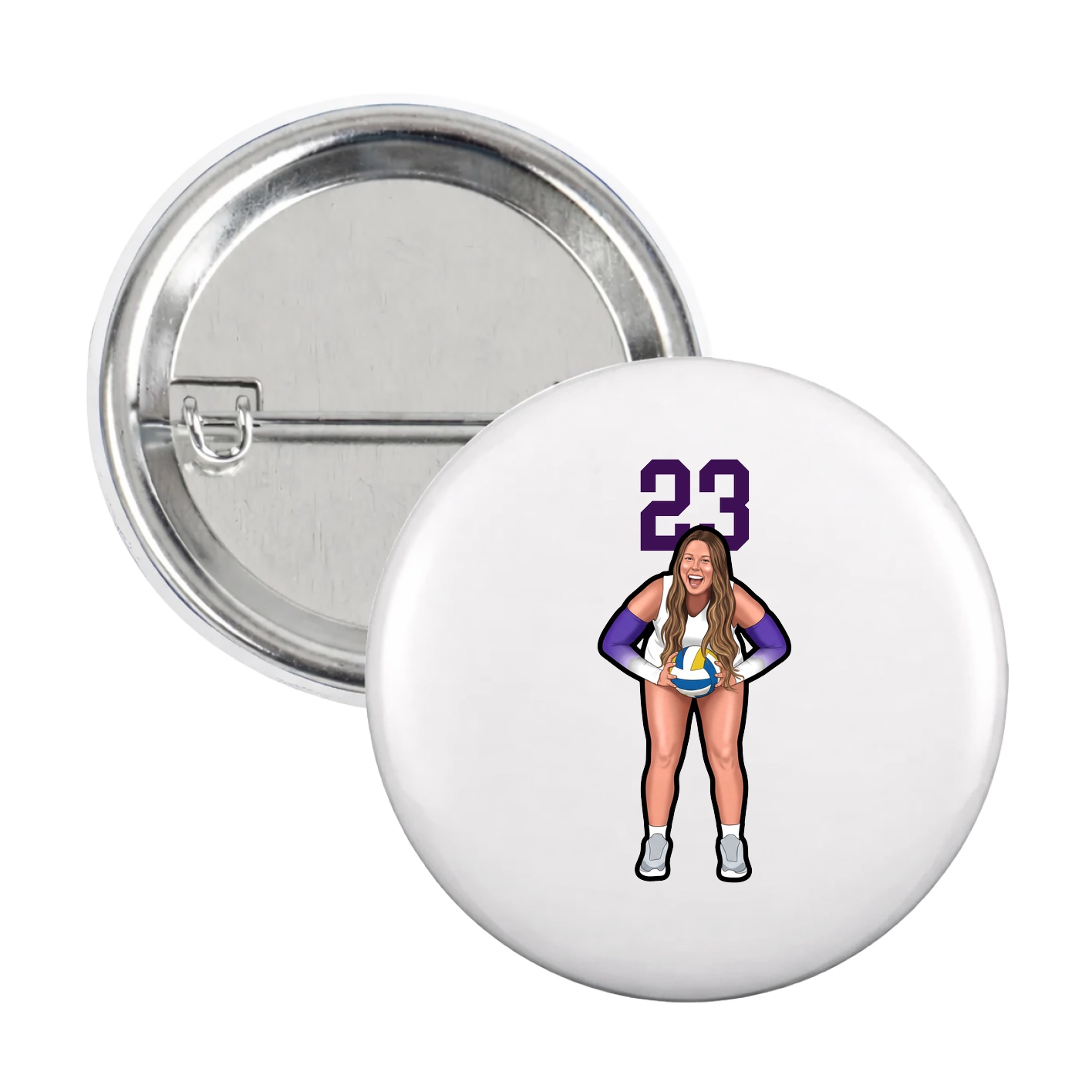 Game Day Button — Number Top in White