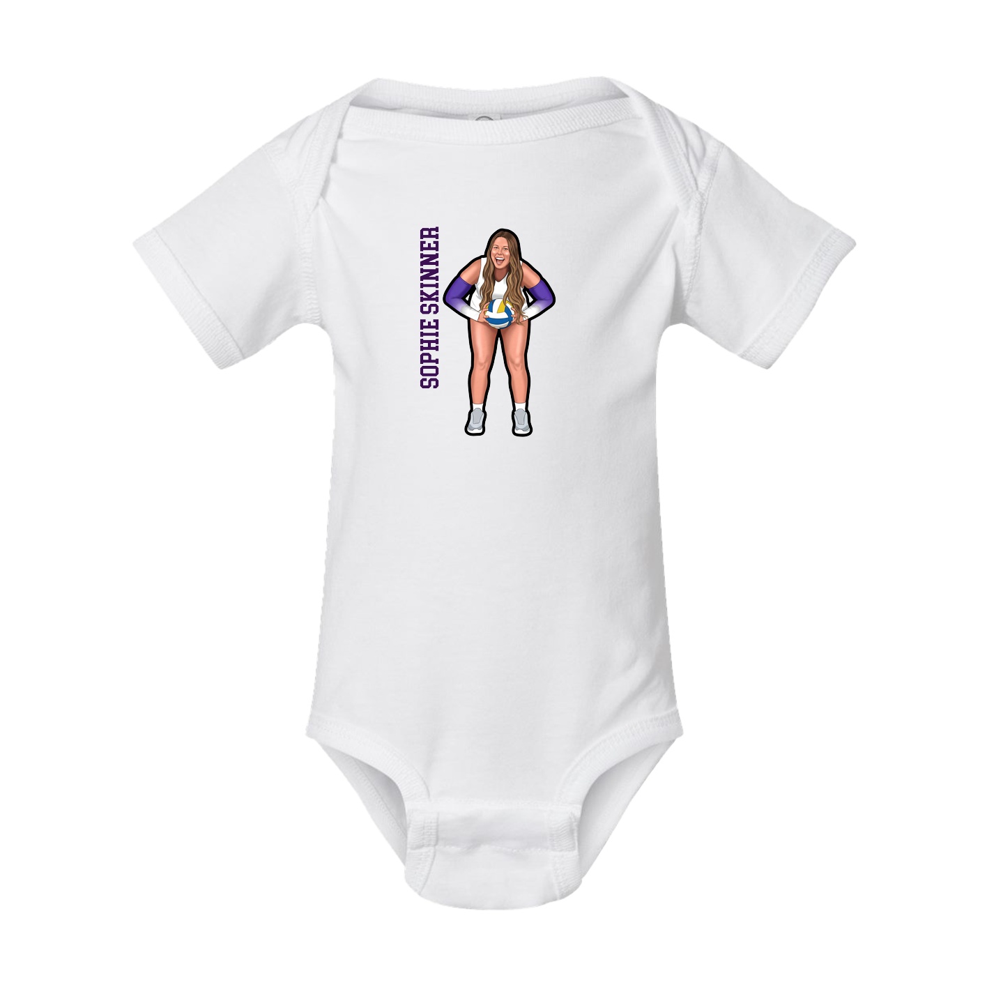 Baby Onesie — Name Vertical in White