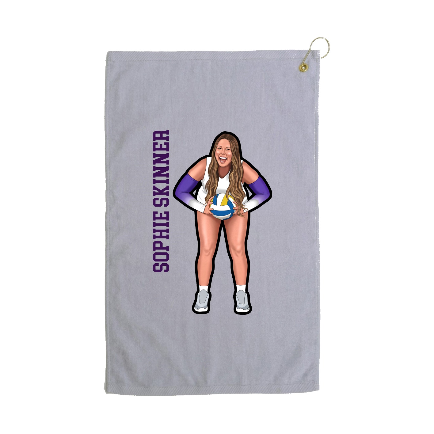 Golf Towel — Name Vertical in Grey