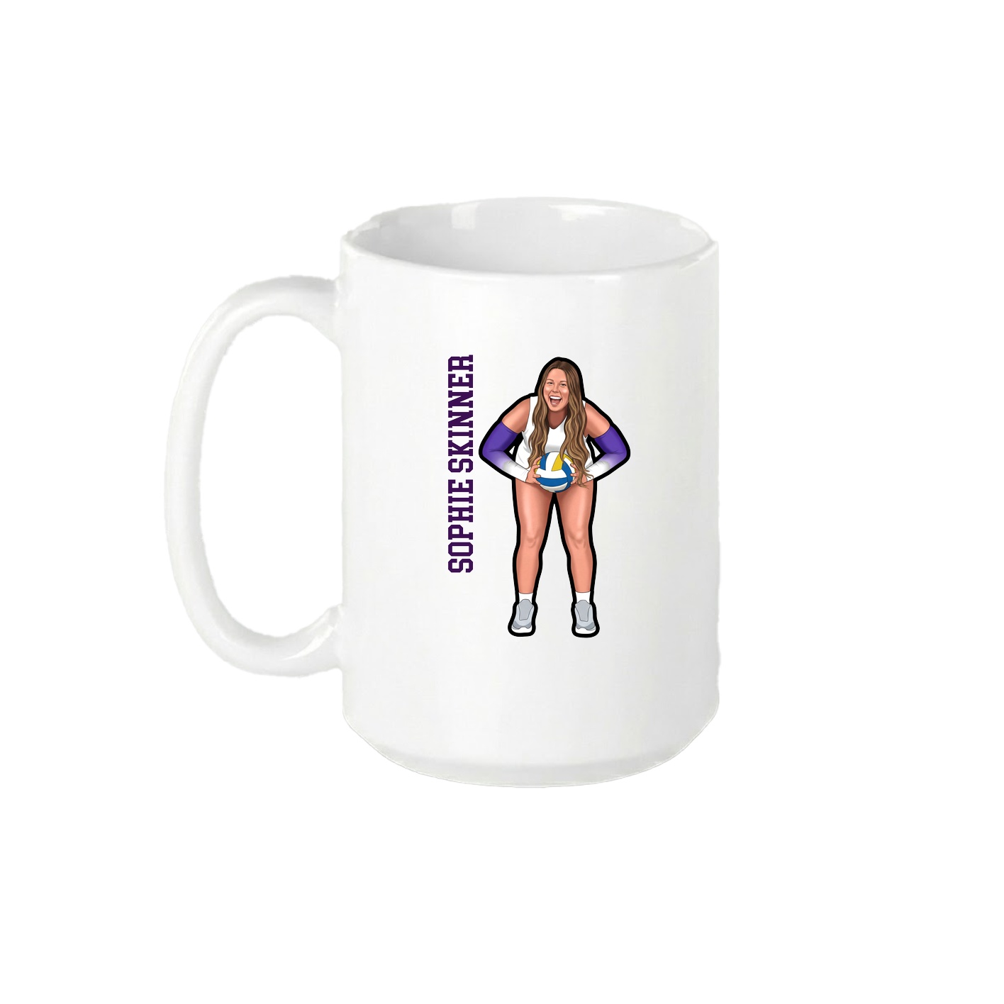 15oz Coffee Mug — Name Vertical in White