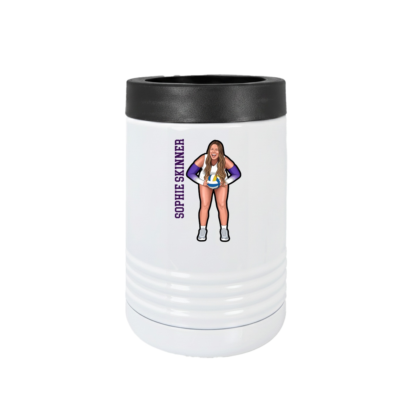 Beverage Holder — Name Vertical in White