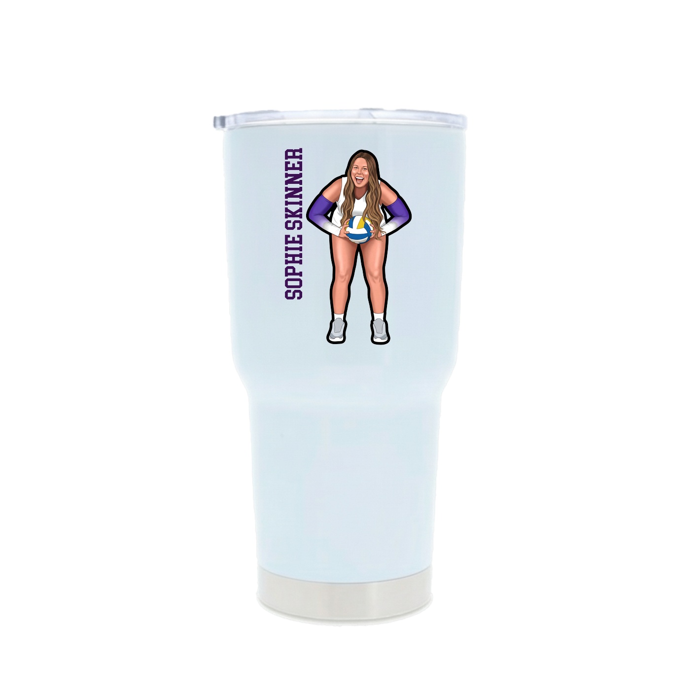 30oz Stainless Steel Tumbler — Name Vertical in White