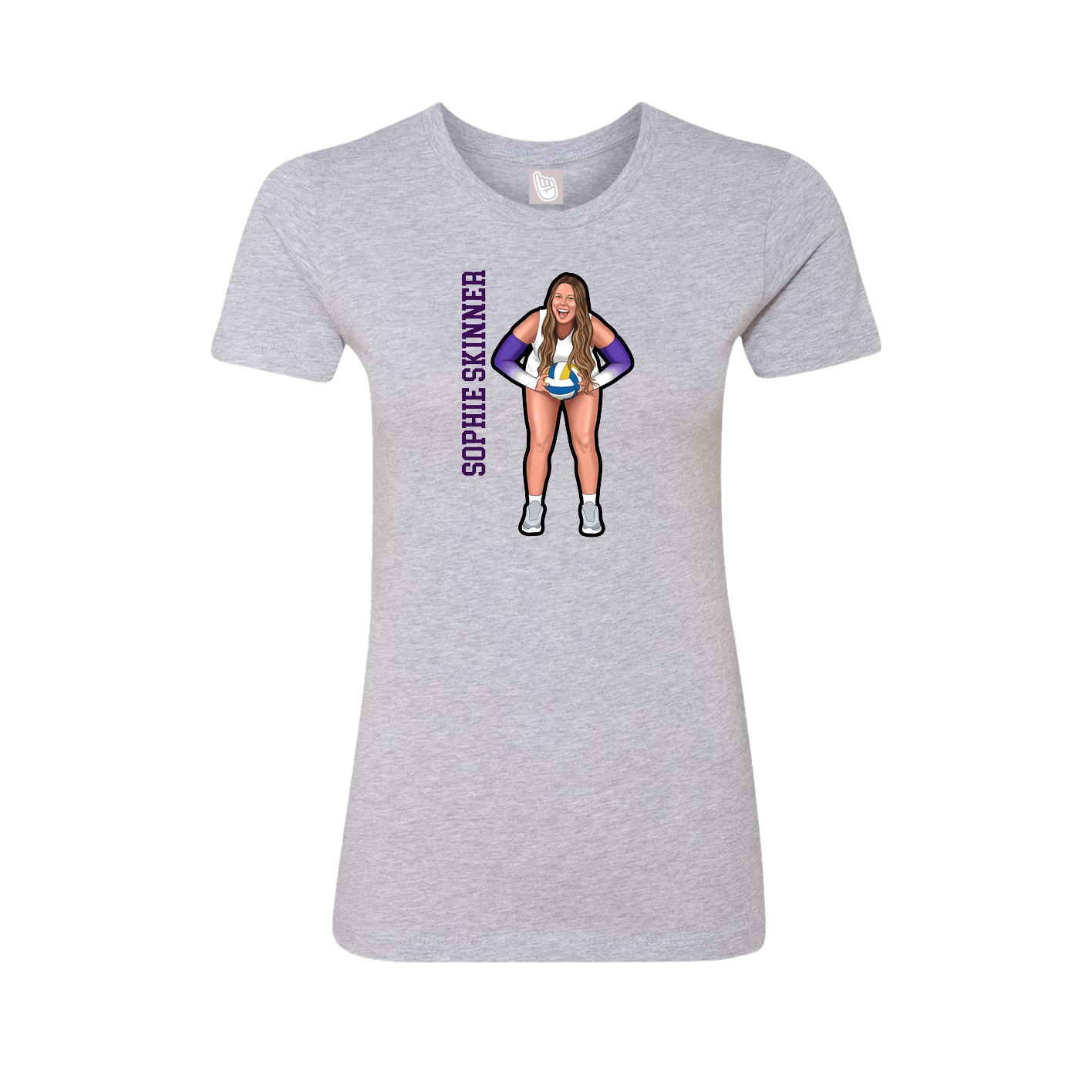 Fitted Women's Tee — Name Vertical in Grey