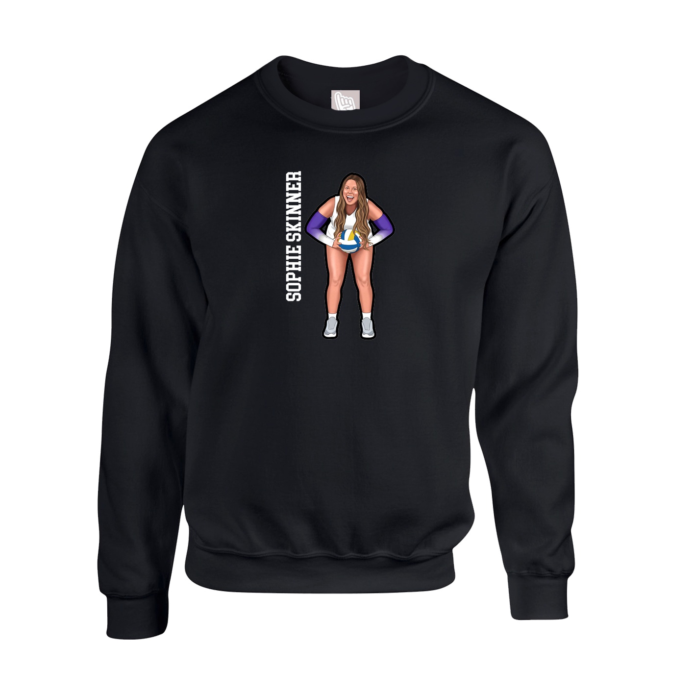 Fleece Crew — Name Vertical in Black