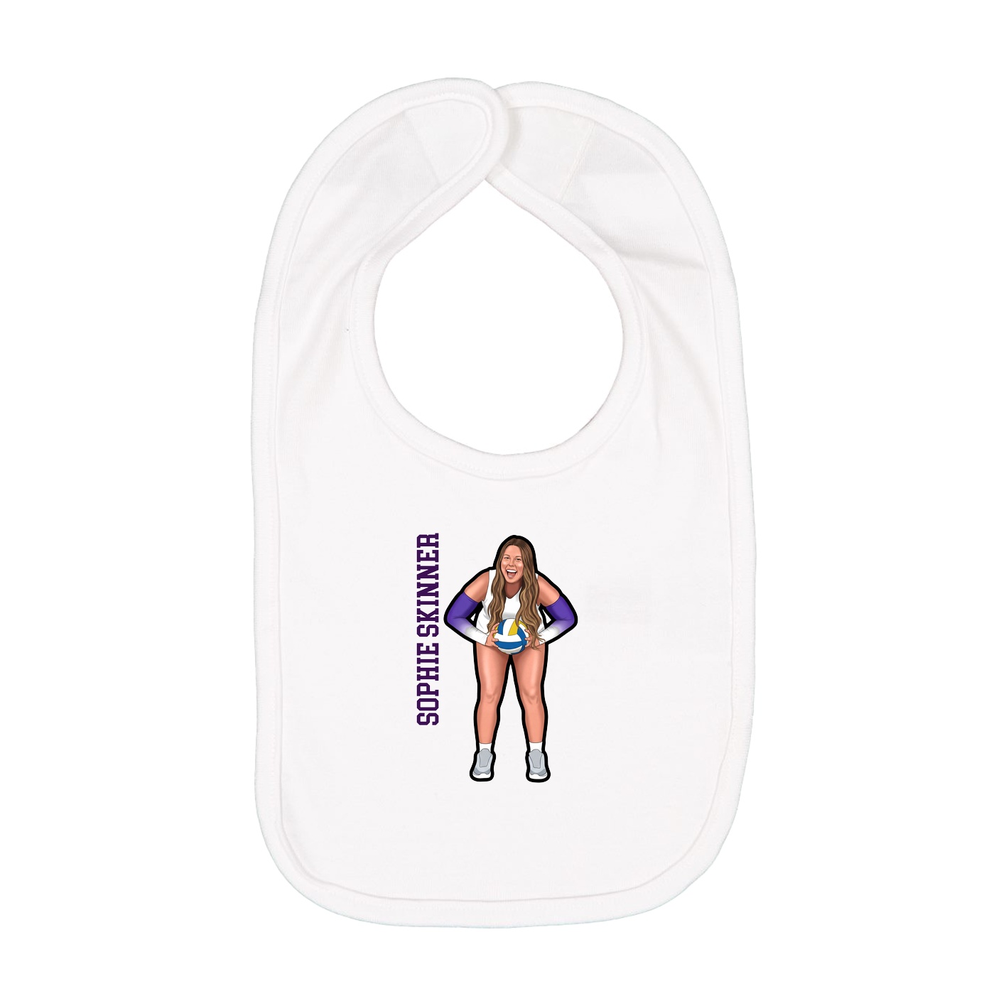 Infant Bib — Name Vertical in White