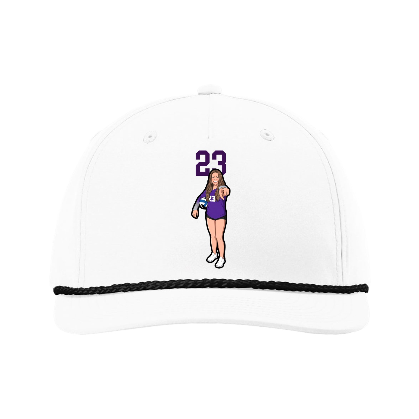 Five-Panel Classic Rope Cap — Number Top in White
