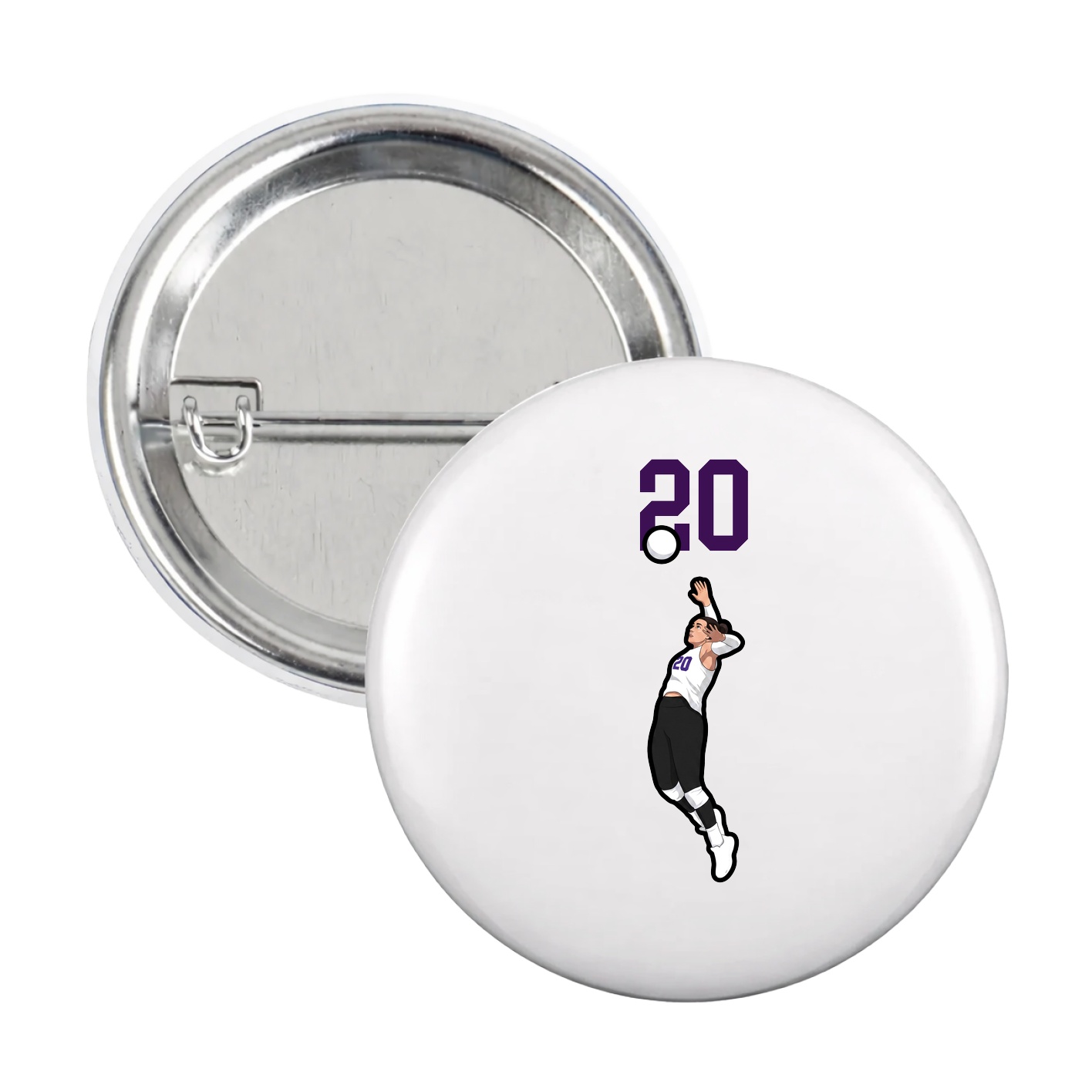 Game Day Button — Number Top in White