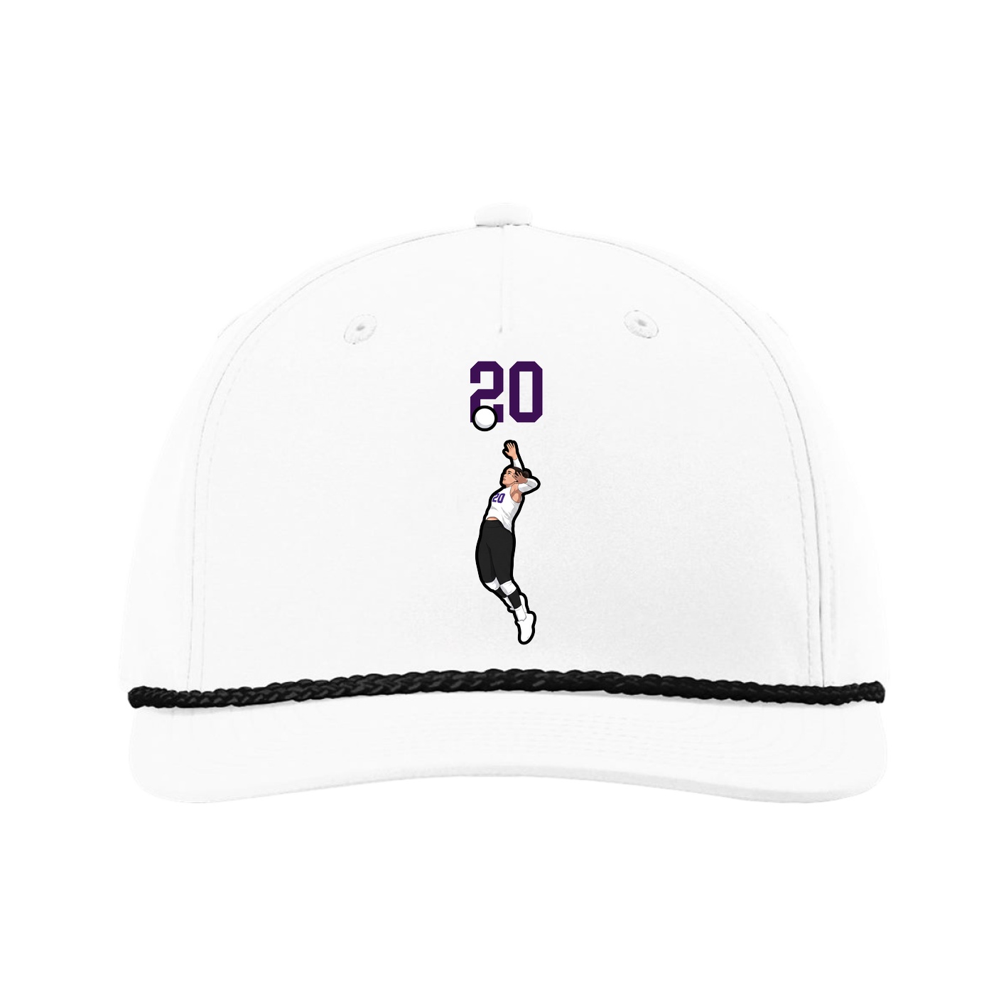 Five-Panel Classic Rope Cap — Number Top in White
