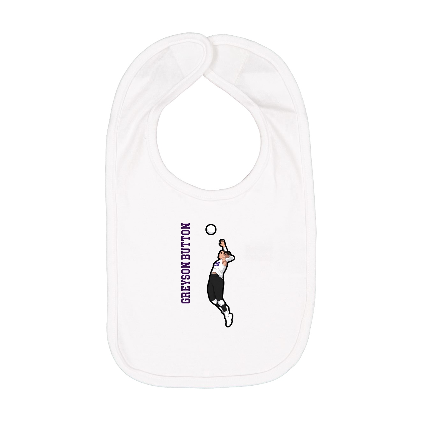 Infant Bib — Name Vertical in White