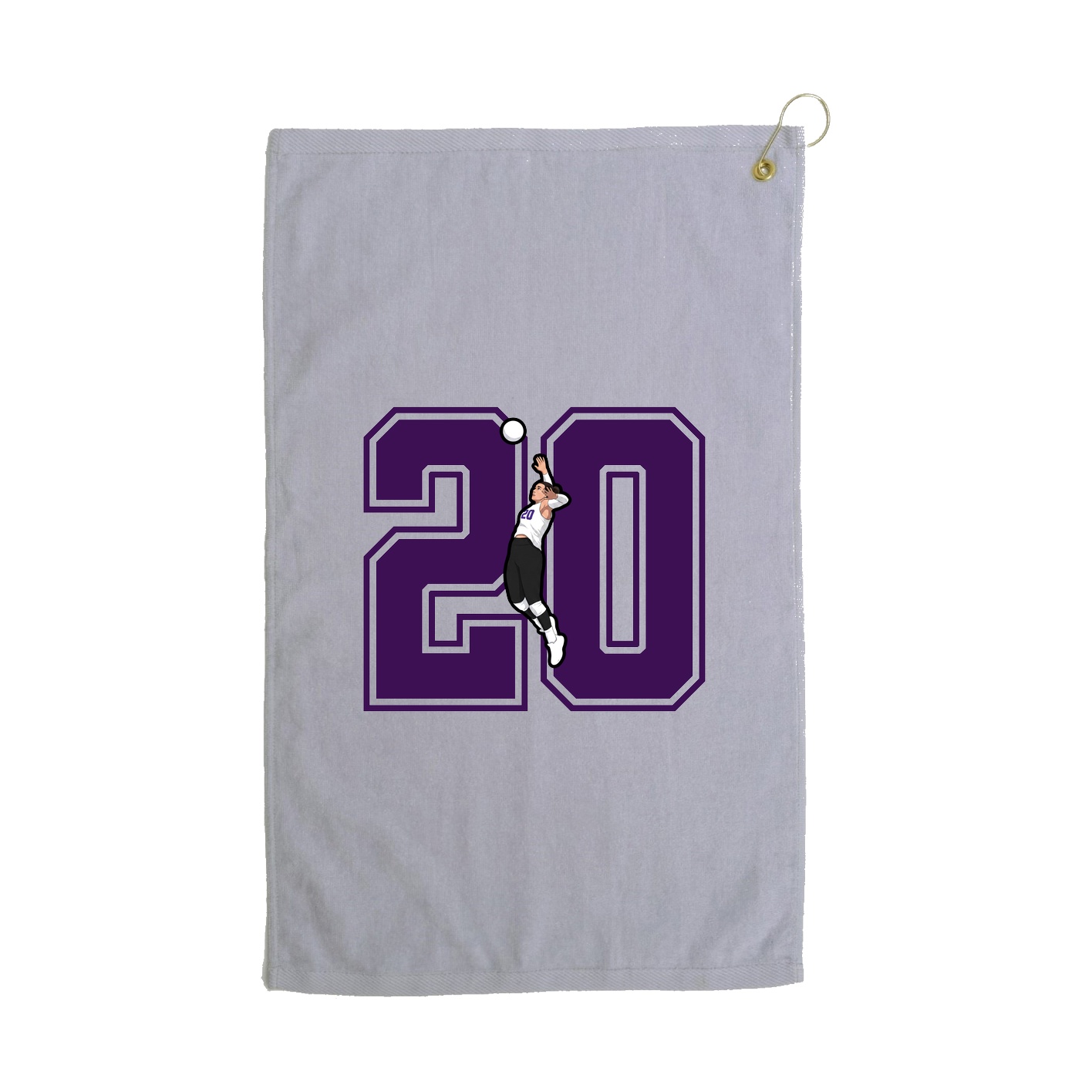 Golf Towel — Number in Grey