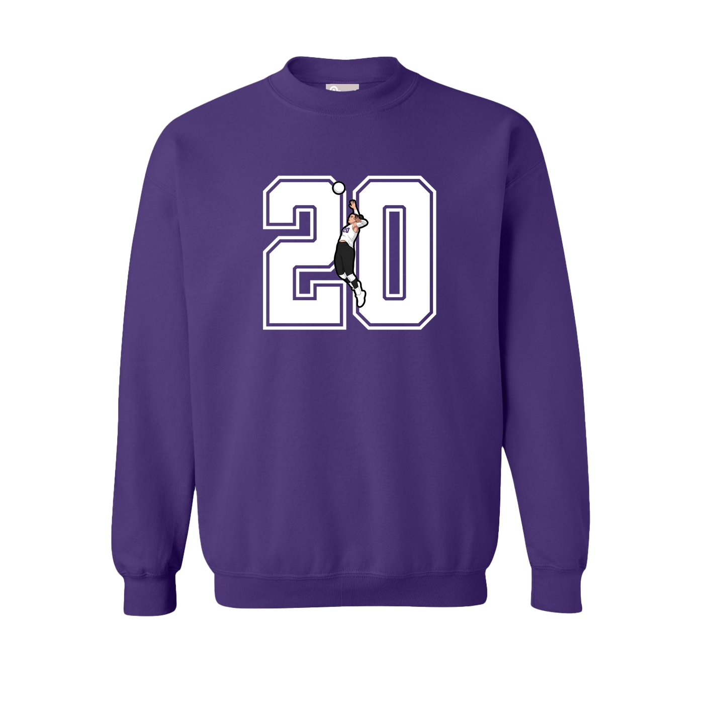 Fleece Crew — Number in Purple