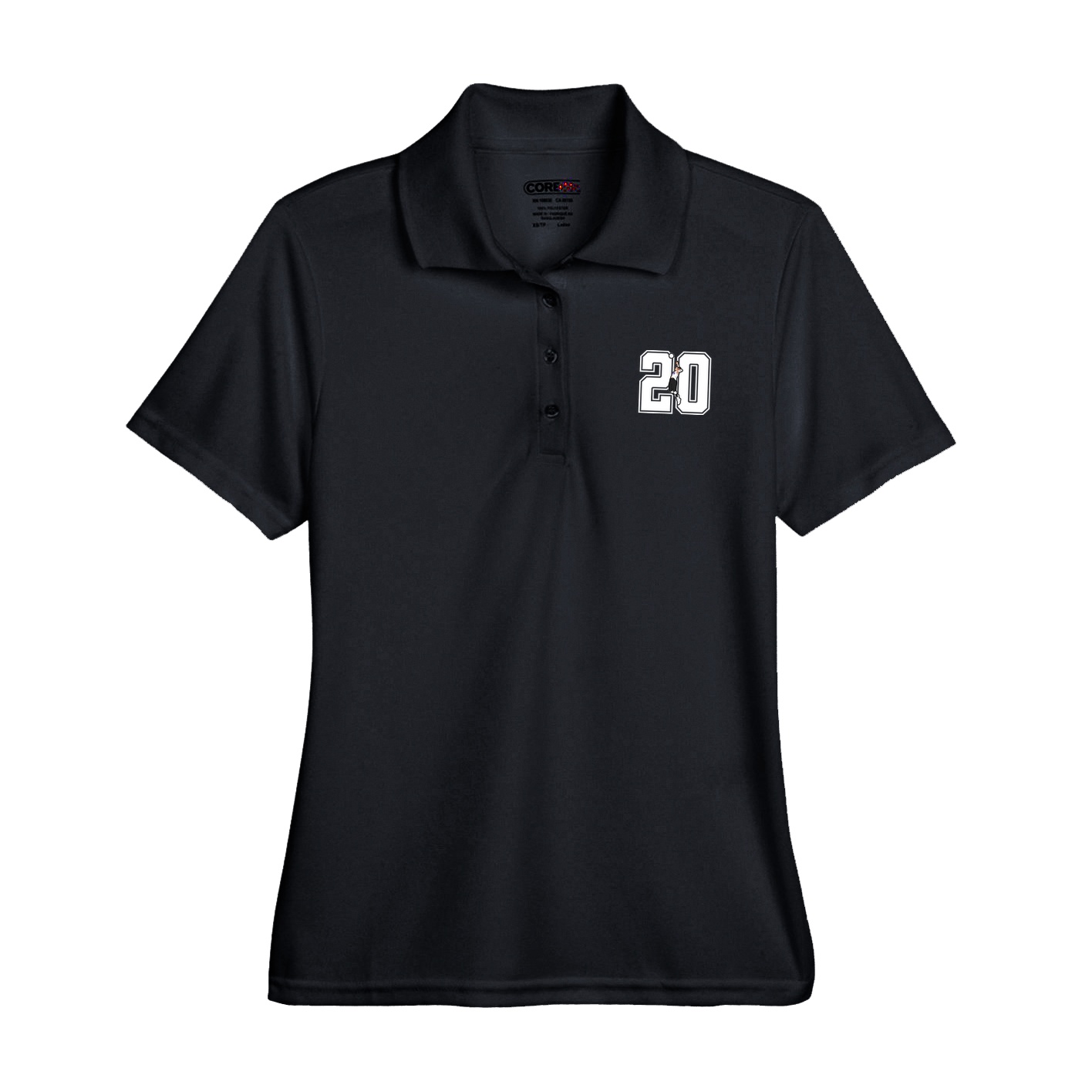 Womens Performance Polo — Number in Black