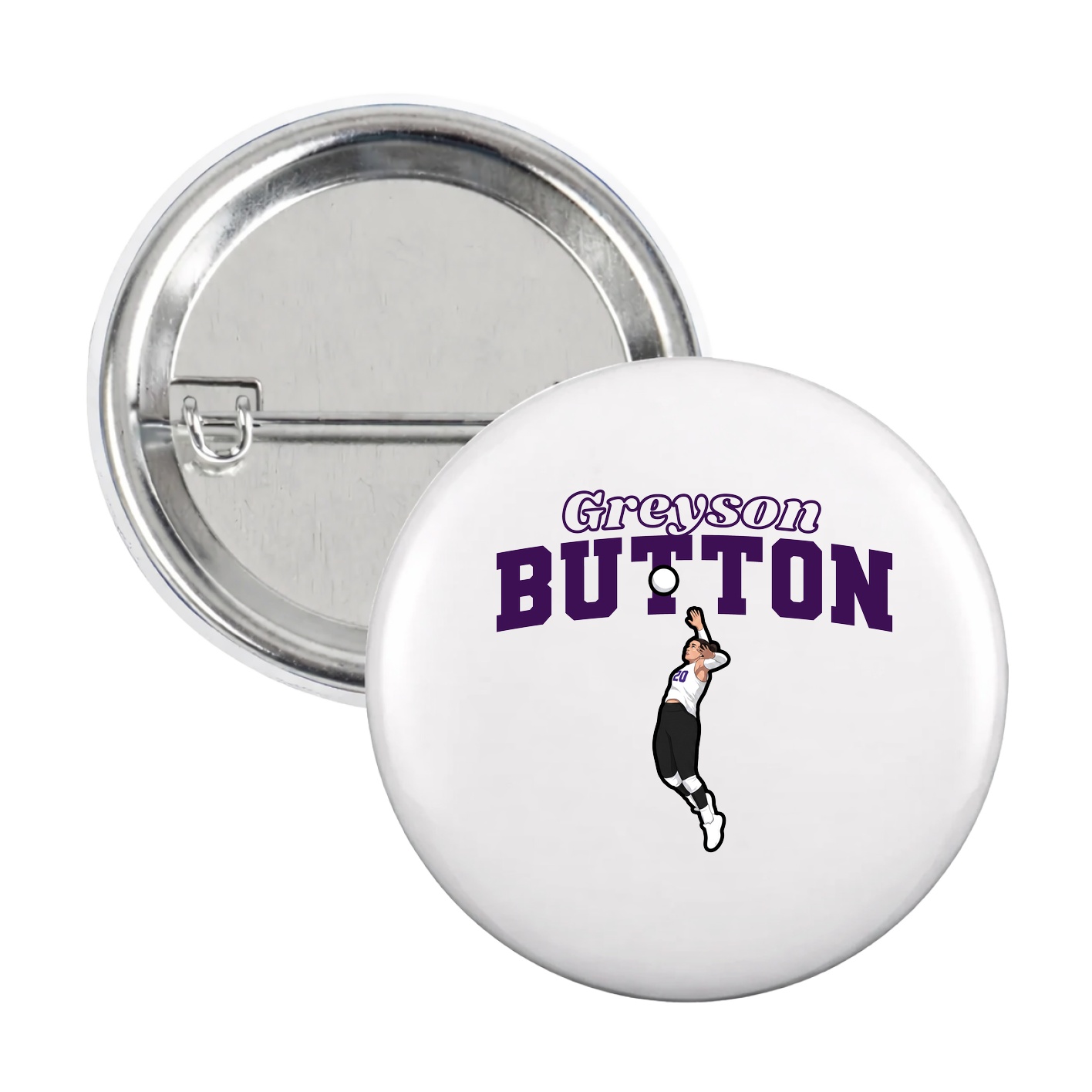 Game Day Button — Name Arch in White