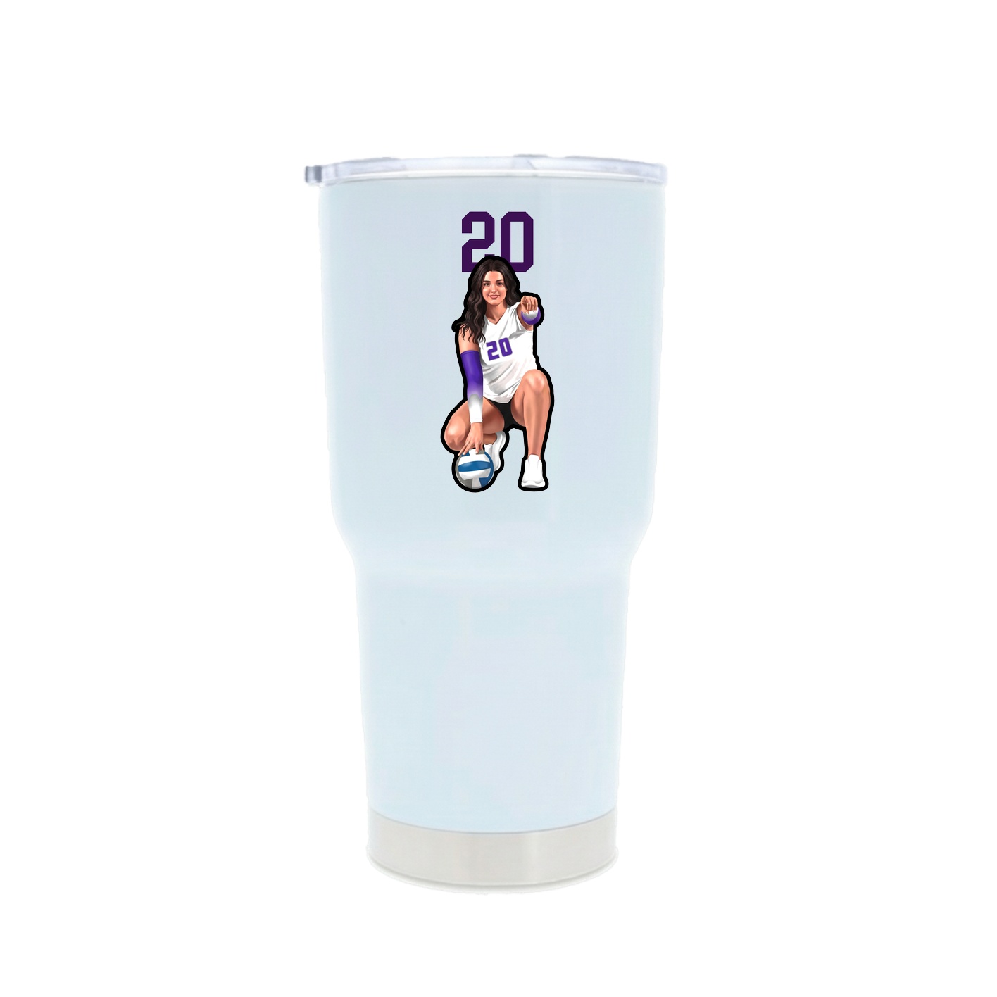 30oz Stainless Steel Tumbler — Number Top in White