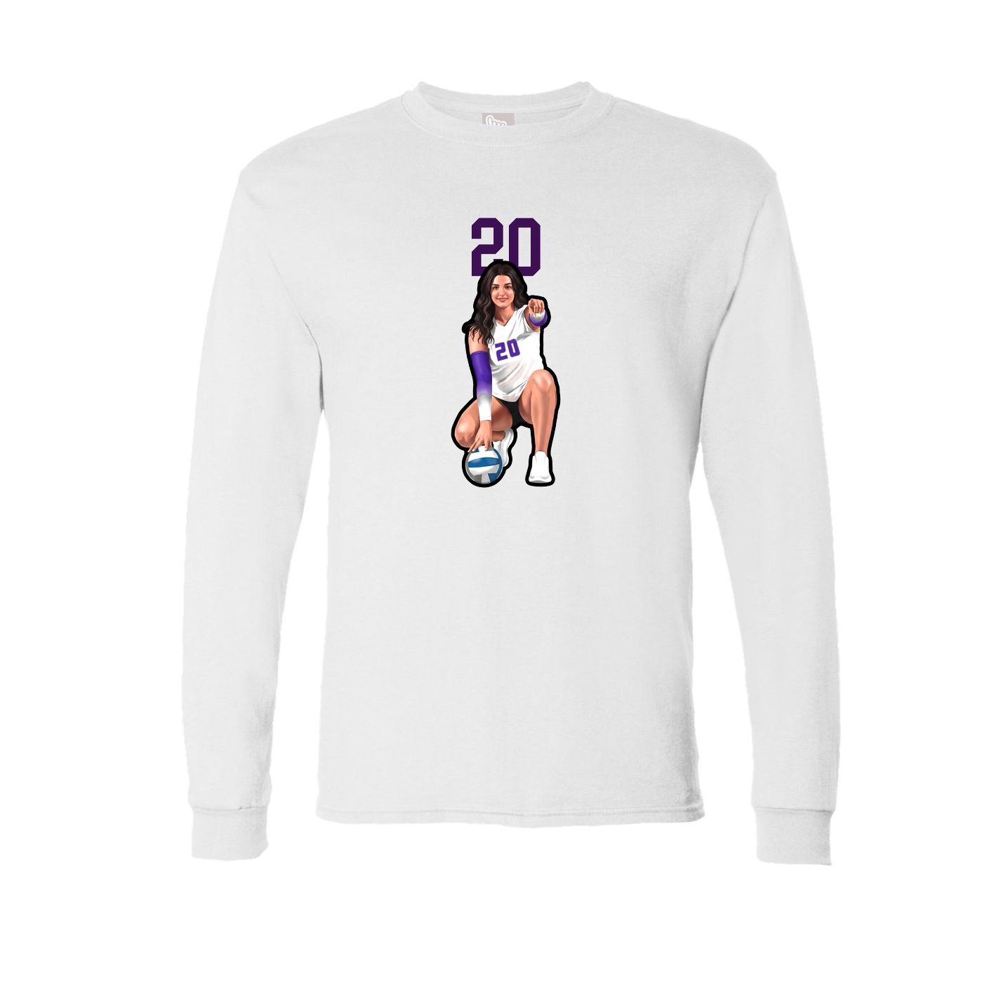 Long Sleeve Tee — Number Top in White
