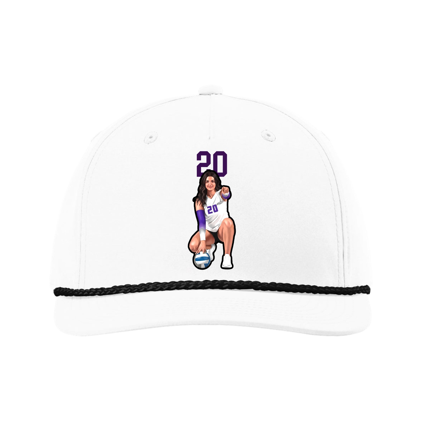 Five-Panel Classic Rope Cap — Number Top in White