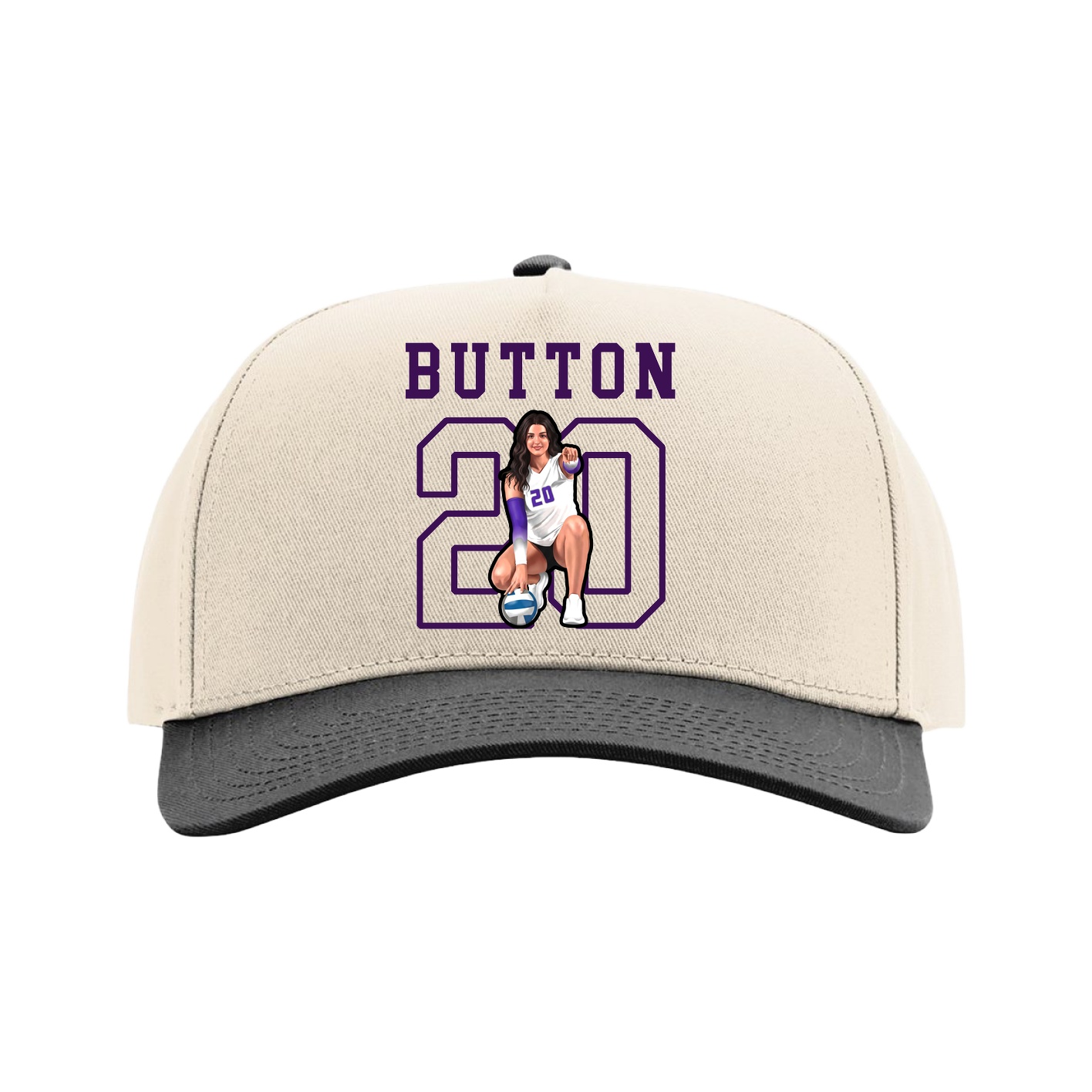 Full Fabric Five-Panel Champ Cap — Shirsey in Cream/Black