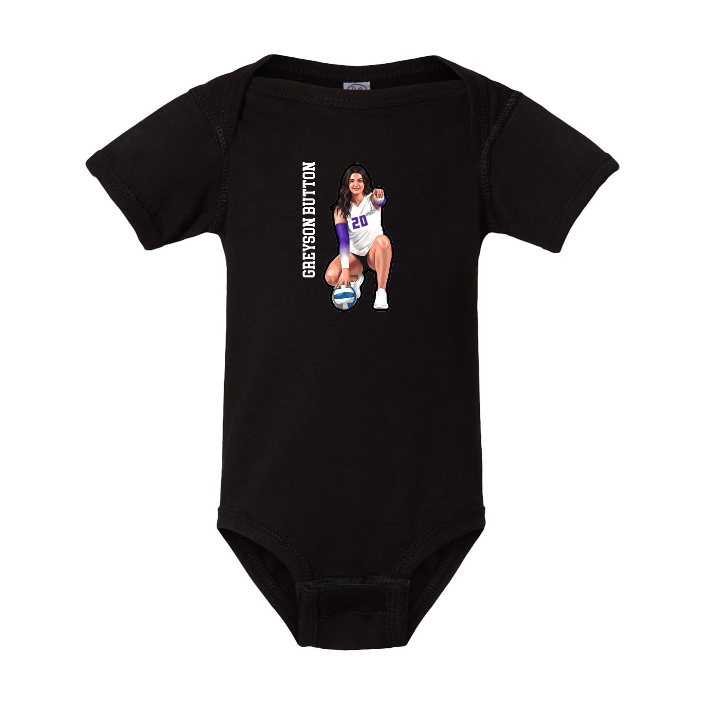 Baby Onesie — Name Vertical in Black